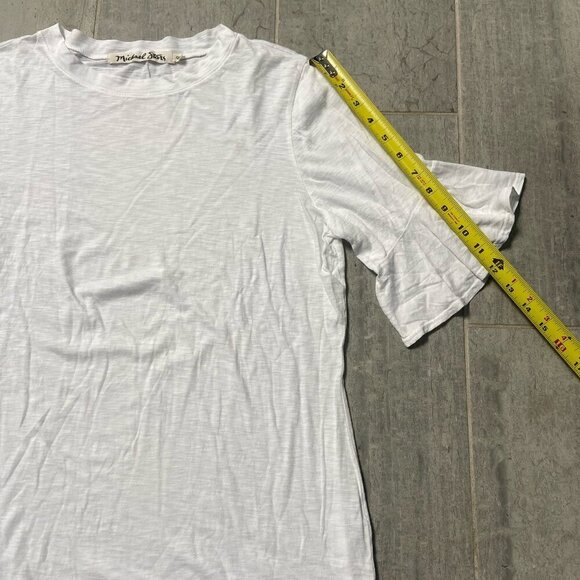 Michael Stars Ava Flutter Ruffle Sleeve 100% Supima Cotton T-Shirt Tee White OS - Picture 7 of 9